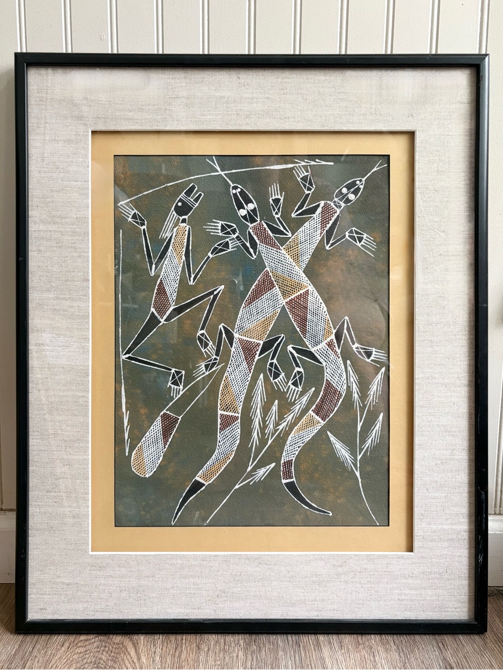Vintage Australian Aboriginal Mimi Spirit & Kalawan Painting Signed Yulidjirri